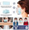 Disposable Face Masks in Bulk. Pack of 2000 Blue Adult 3-ply Mouth Covers with Nose Wire. Face Protection with Adjustable Earloops for Outdoor; Home;